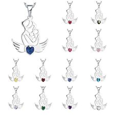 Birthstone Pendant Necklace for Mothers -  Sterling Silver 925  Cubic Zirconia