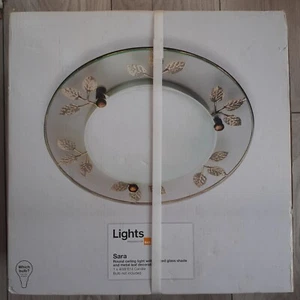 Indoor Light Fitting With Frosted Glass Shade & Metal Gold Leaf Decoration - Picture 1 of 5