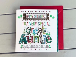 Great Auntie Christmas card, very special great auntie card for Christmas - Picture 1 of 9