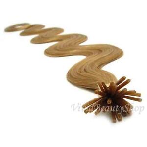 50 I Stick Tip Body Wave Wavy Micro Ring Remy Human Hair Extensions Honey Blonde