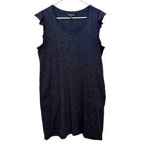 Toad & Co Rufflita Mini Dress M True Navy Blue Butterfly Print Pockets Comfy - Picture 1 of 4