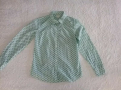 J. Camisa retrô Crew The Perfect feminina verde azul branco estampa de diamante - Imagem 1 de 3