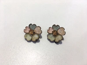 Vintage Costume Multi-Coloured Enamel Flower Clip-On Earrings - Picture 1 of 5