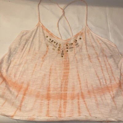 Volcom Dainty Babe Tank – Tie-Dye Orange White Women’s Size L – Boho Style - Image 1 of 4