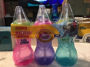 Nuby Clik-it FlexStraw Cup, 12+ Months, Girl, 3 Pack, 10 oz (300 ml) Each - Picture 1 of 4