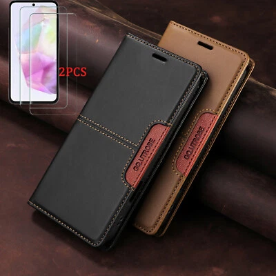 MARKENLOS Handy Hülle für Samsung Galaxy A16 & A16 5G & A17 Klapp Magnet Case Displayglas