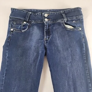 Harajuko Jeans Women's Size 14 Button Zip Fly Low-Waist 32 L. Embroidered Y2K - Picture 1 of 24