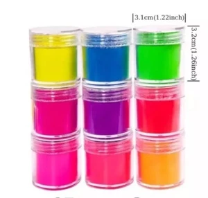 Neon Luminescent Glow Powder Body Paint, Crafts, Nails & Resin art 6g x9 bottles - Picture 1 of 6