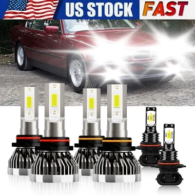 For BMW 740i 1993-1994 LED Combo Headlight Kit Bulb Hi/Lo Beam+Fog Light White - Image 1 of 4