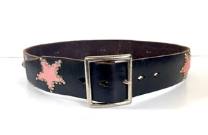 Joed Pink Black Hair On Leather Cow Print Belt.  Removable Buckle. 30 Small - Picture 1 of 14