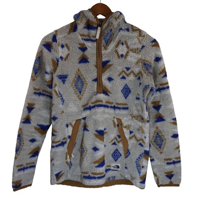 North Face Azteca Tribal Capucha Sherpa Polar Pullover Anorak Chaqueta Mujer Pequeña Foto 1 de 4