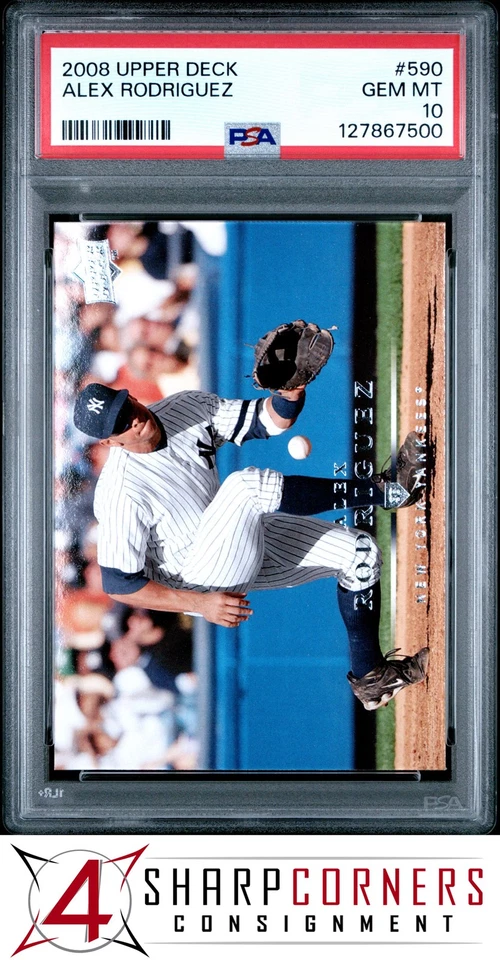 2008 UPPER DECK #590 ALEX RODRIGUEZ YANKEES PSA 10 - Image 1 of 3