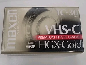 Maxell VHS-C TC-30 HGX-Gold Premium High Grade Video Tape Blank New Old Stock - Picture 1 of 3