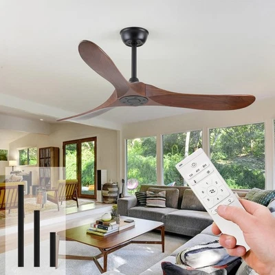 52 Inch Ceiling Fans Without Lights Solid Wood Ceiling Fan with Remote Contro... - Image 1 of 4
