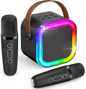Verkstar Karaoke Speaker Set Bluetooth Dual Mics LED Lights Portable PA System - Picture 1 of 7