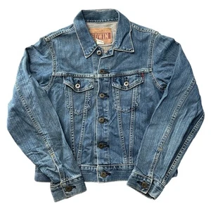 Edwin Denim Trucker Jacket Type 3 Medium Wash Y2K Blue Mens XS - Picture 1 of 6