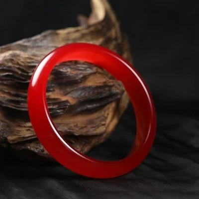 Certified natural quartzite jade Pigeon Blood Red bracelet Conventional flat bar - Image 1 of 3