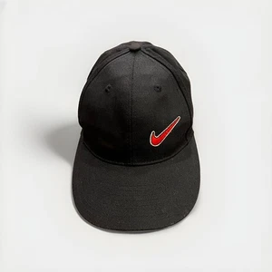 Vintage 90’s Nike Youth Kids Black Adjustable Nike Swoosh SnapBack Hat Cap - Picture 1 of 8