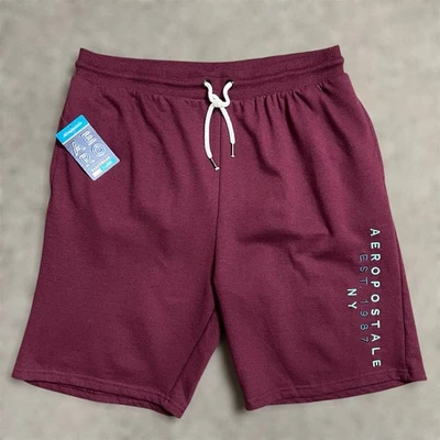 Shorts de moletom Aeropostale XL masculino lã marrom lounge roupa de dormir logotipo lazer novo - Imagem 1 de 4