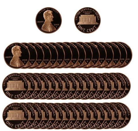 2008 Gem Proof Lincoln Memorial Cent Roll - 50 US Coins Cover