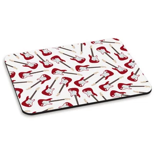 Rosso Elettrica Chitarra Motivo Musica PC Computer Mouse Pad - Foto 1 di 1