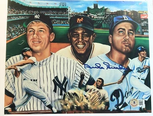 Duke Snider Brooklyn Dodgers Signed Art 8 X 10 Photo Beckett Auth. Mantle Mays - Picture 1 of 5