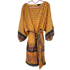J. Crew Womens Saffron Block Print Dolman Puff Sleeve Belted Mini Dress Size M - Picture 1 of 8