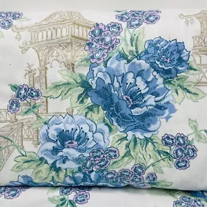 Vintage Pastell Baumwollstoff Pagode mit Blumen 23,5" breit 5 durchgehende Yards - Bild 1 von 7