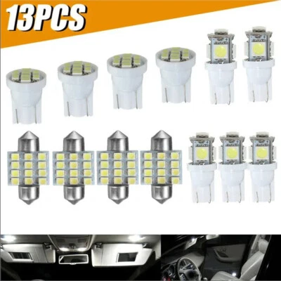 13Pcs Car Interior Parts LED Lights Kit For Dome License Plate Lamp Bulb White - Image 1 of 4