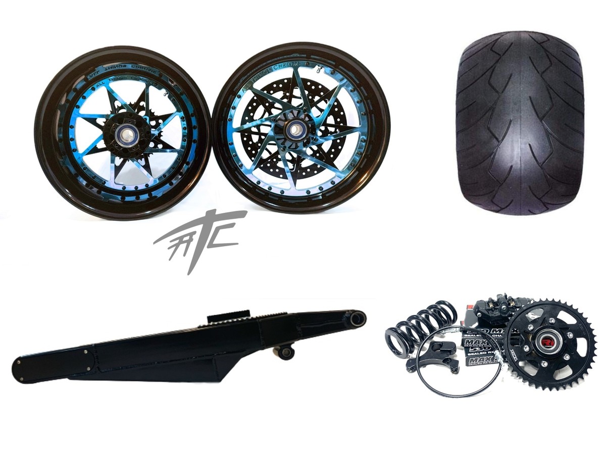 360 FAT TIRE KIT BLACK & BLUE SWITCHBACK BLACK ARM 12-22 KAWASAKI