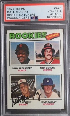 Dale Murphy Signed Autographed 1977 TOPPS #476 ROOKIE BRAVES PSA  - Image 1 of 3
