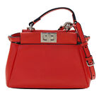 Fendi Bag Ladies Handbag Shoulder 2Way Leather Micro Peekaboo Red