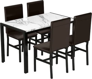 Dining Table Set for 4, Modern Kitchen Table and Chairs Set, Faux Marble Tabl... - Picture 1 of 7