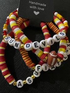 Arizona State Sun Devils Womens 4-Piece Bracelet Set - Fiat Lux - Football Charm - Picture 1 of 2