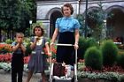 35mm Slide 1950s Red Border Kodachrome Mother and Children Stroller Garden