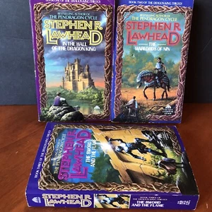 Lot: 3 Vtg Stephen Lawhead Books THE DRAGON KING TRILOGY Hall Nin Sword Flame PB - Picture 1 of 8