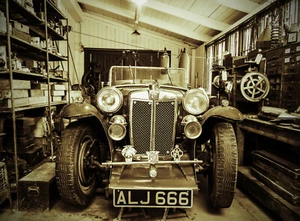 Mural FLEECE-OLD CAR (670S)-Garage Antique Vintage Nostalgia Oldtimer - Imagen 1 de 1