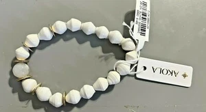 AKOLA White & Gold BRACELET New With Tags UGANDAN Made "She Works" - Picture 1 of 5