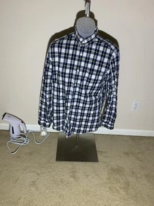 Gap Mens Plaid Button Up Shirt Size M White Long Sleeve - Picture 1 of 4