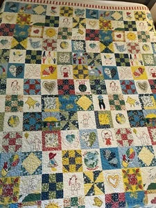 Manta Reversible De Colección Rara Save The Children Años 90’s Edredón Look Patchwork 82x92 - Imagen 1 de 14