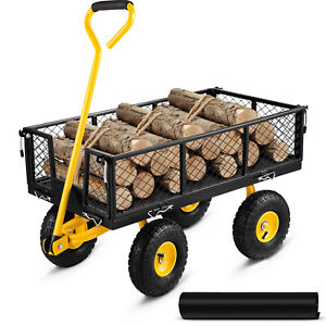 VEVOR Garden Carts Heavy-Duty Yard Dump Wagon Cart Steel Lawn Utility Cart 227kg