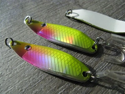 Trout 7 Gram Casting Spoons Lot of 3 Holographic Chartreuse Flash A3 - Image 1 of 3