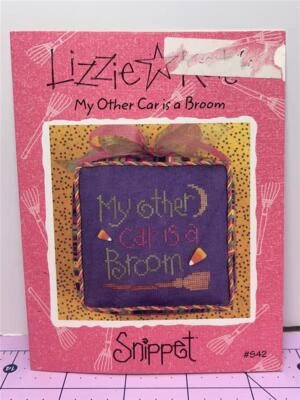 LIZZIE KATE SNIPPET Counted Cross Stitch Leaflet - MY OTHER CAR IS A BROOM - Image 1 of 2