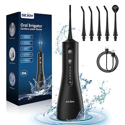 SEJOY Cordless Water Flosser Dental Flossers Irrigator Teeth Cleaner 5 Jet Tips • 23.99£