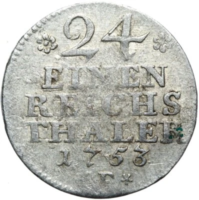 Prussia Frederick II. the large - 1/24 thaler 1753 F Magdeburg silver condition! - Image 1 of 2