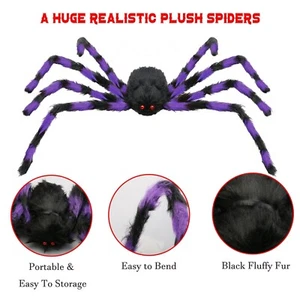 35" Spider Halloween Decor Haunted House Prop Indoor Outdoor Giant Scary Party P - Picture 1 of 13