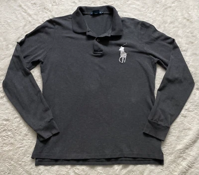 Polo Ralph Lauren Niño Talla XL Gris Manga Larga Big Pony 97% Algodón Pima Foto 1 de 4