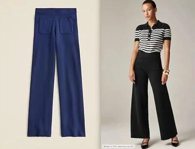 NEW J Crew Womens Sailor Knit Sweater Trouser Pants Tencel Bld Navy Red M L $158 - Image 1 of 4