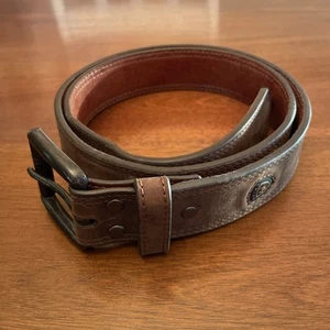Ariat Western Mens Belt Genuine Leather Distressed Double Stitch Brown A1012702 - Picture 1 of 10
