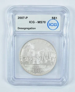 2007-P Desegregation Commemorative Silver Dollar MS70 ICG *7244 - Picture 1 of 5